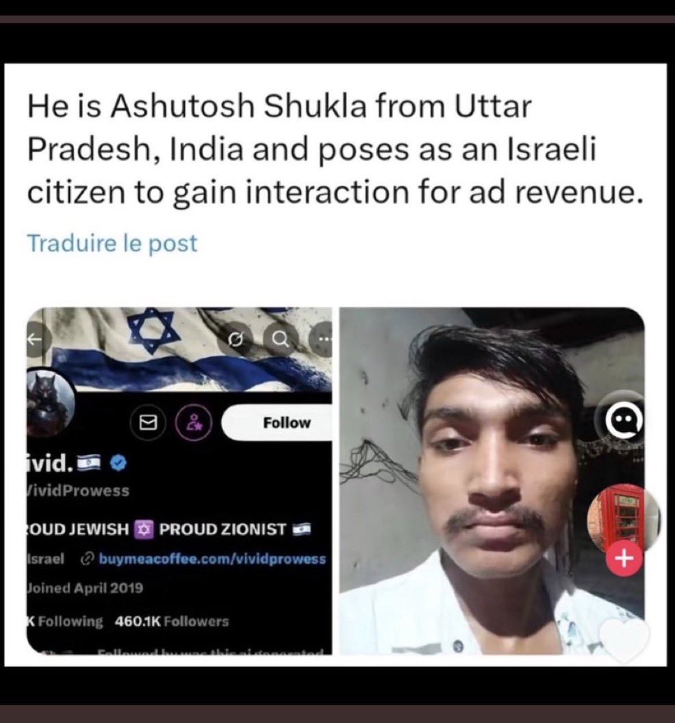 Partisangirl's tweet photo. This is an Indian man pretending to be Israeli trying to get Trump to bomb Iran.

Welcome to X. https://t.co/9PIatRvykQ