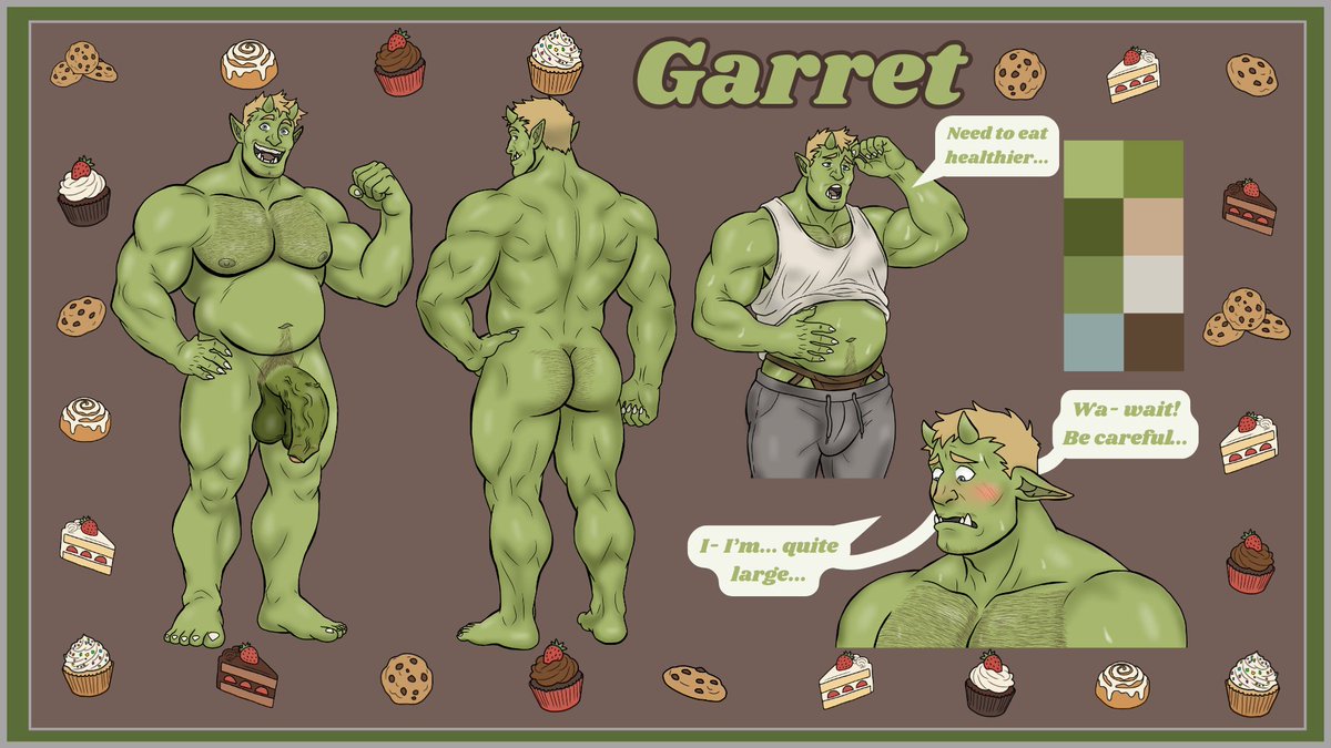 MrFortuneDraws's tweet photo. Finished this commission to design @Bolverck_8's orc OC Garret and make a character sheet for him!

Had so much fun drawing this adorable and (very... very...) big guy in different poses.

Do you think he needs to eat healthier or is he perfect already? 🍰🍪

#bara https://t.co/2OnsS3n95o