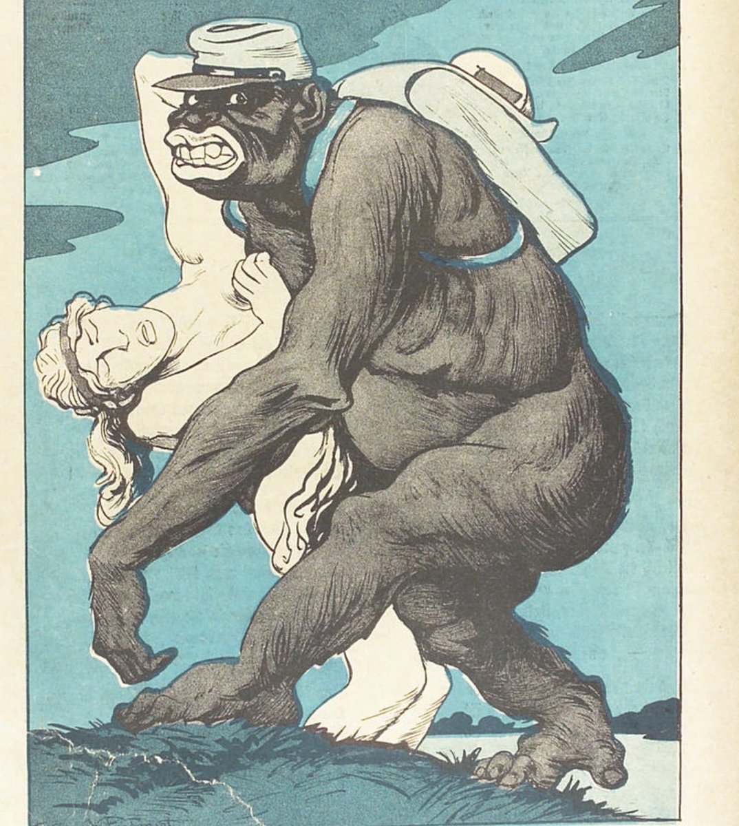 RebirthOfEmpire's tweet photo. After Germany’s defeat in WW1, France sent a total of 40,000 black African troops to occupy the Rhineland. This was an intentional choice by France, solely to humiliate Germans. Many women were raped. 

This is just one small example of how they were treated. They didn’t forget. https://t.co/hpjMcYiTeo