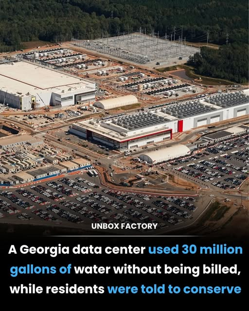 RonK3l's tweet photo. Georgia data center stole 30 million gallons unbilled while residents were forced to conserve. 

Unelected tech billionaires now demand 5 million gallons daily for AI greed. Parasites! You are the enemy destroying communities! 😡💥 https://t.co/3a62zLYCHQ