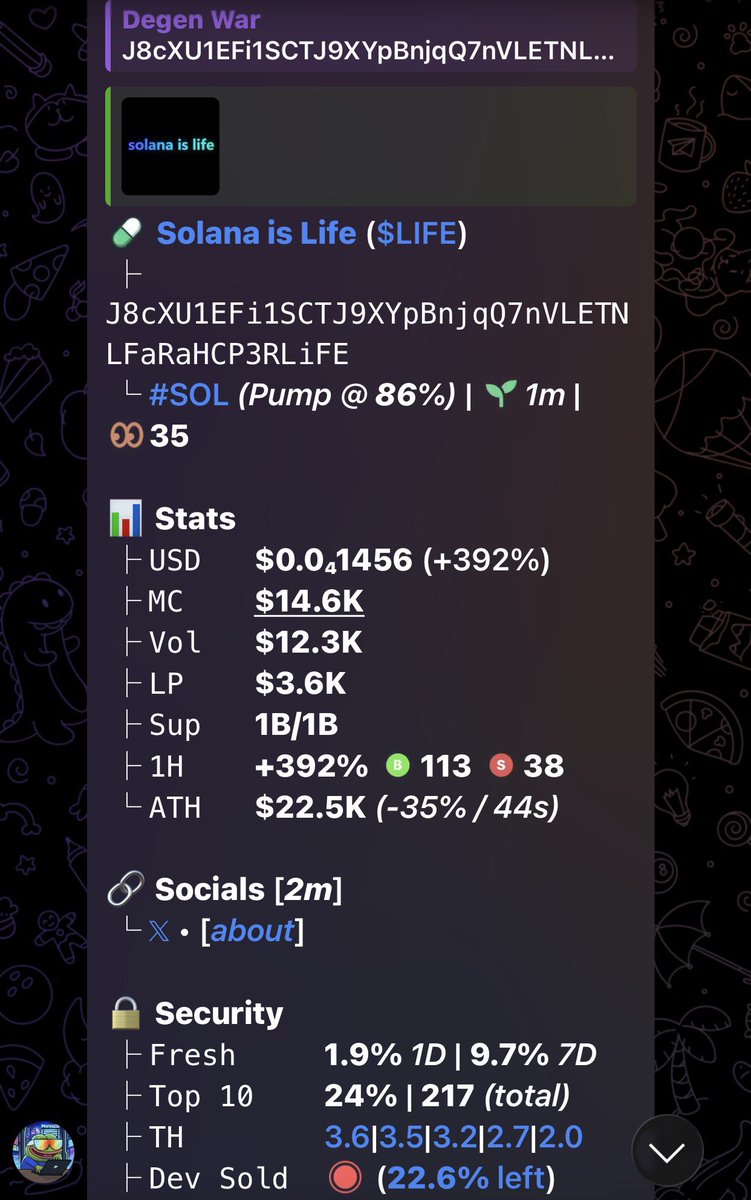 DegenWar01's tweet photo. CA>> J8cXU1EFi1SCTJ9XYpBnjqQ7nVLETNLFaRaHCP3RLiFE
#memecoin #solana #Degen https://t.co/7EhatbPcjE