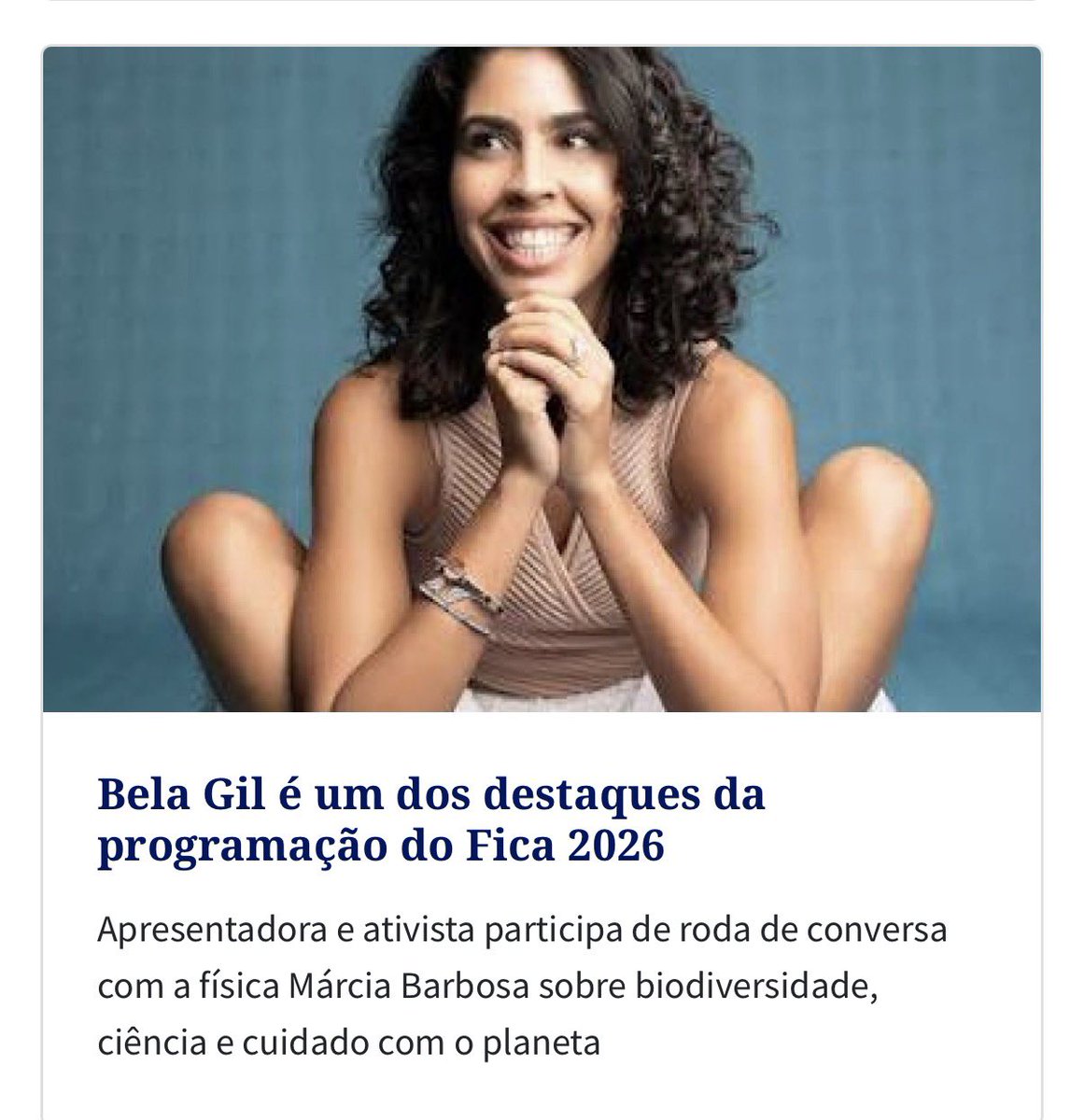 podergoias's tweet photo. Bela Gil é um dos destaques da programação do Fica 2026 - via @podergoias https://t.co/g6PePPTWI3 https://t.co/RKAOBAkUAB