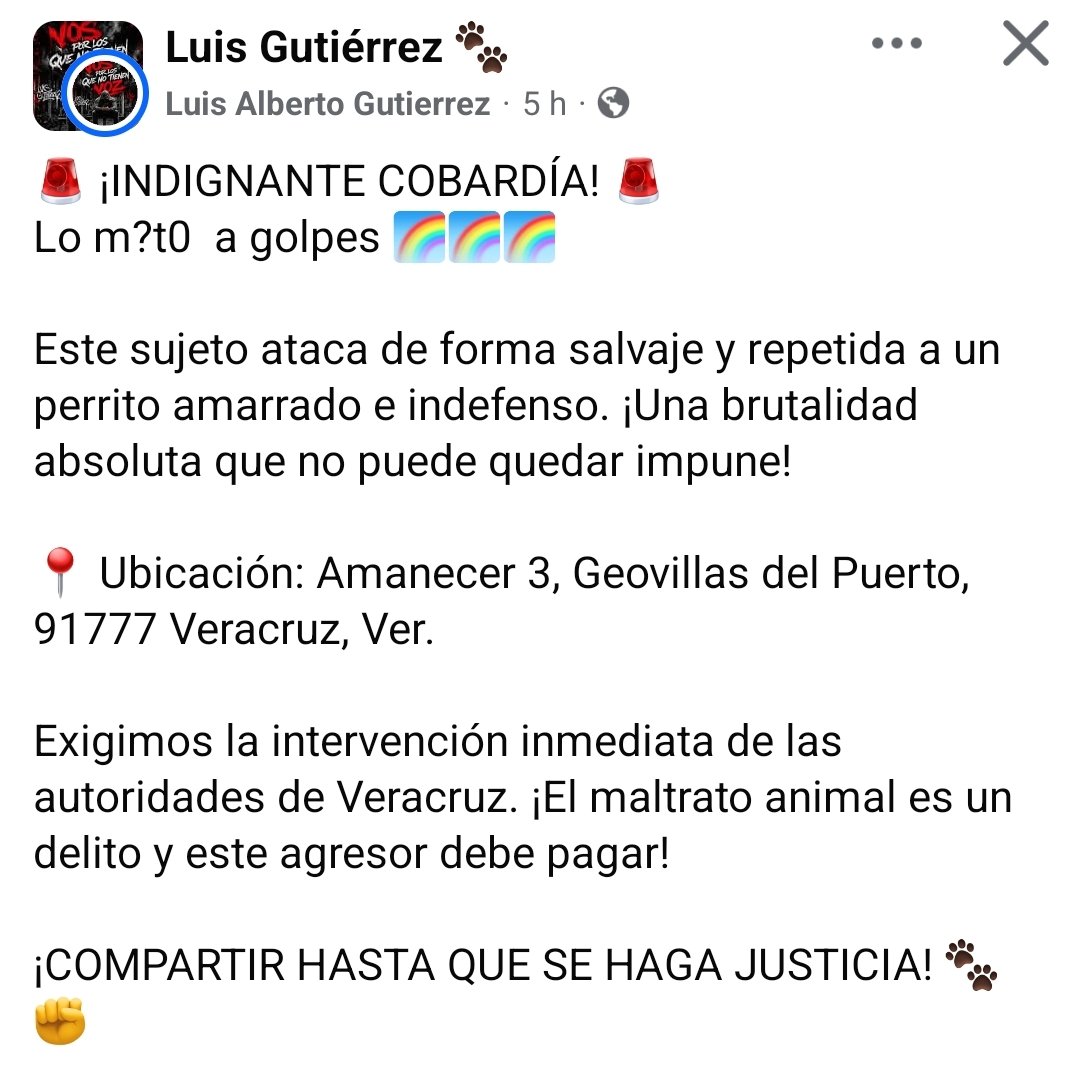 LicAnimalista's tweet photo. Atención @FGE_Veracruz urge su intervención, exigimos castigo para el asesino. https://t.co/IUQqWK8IHK