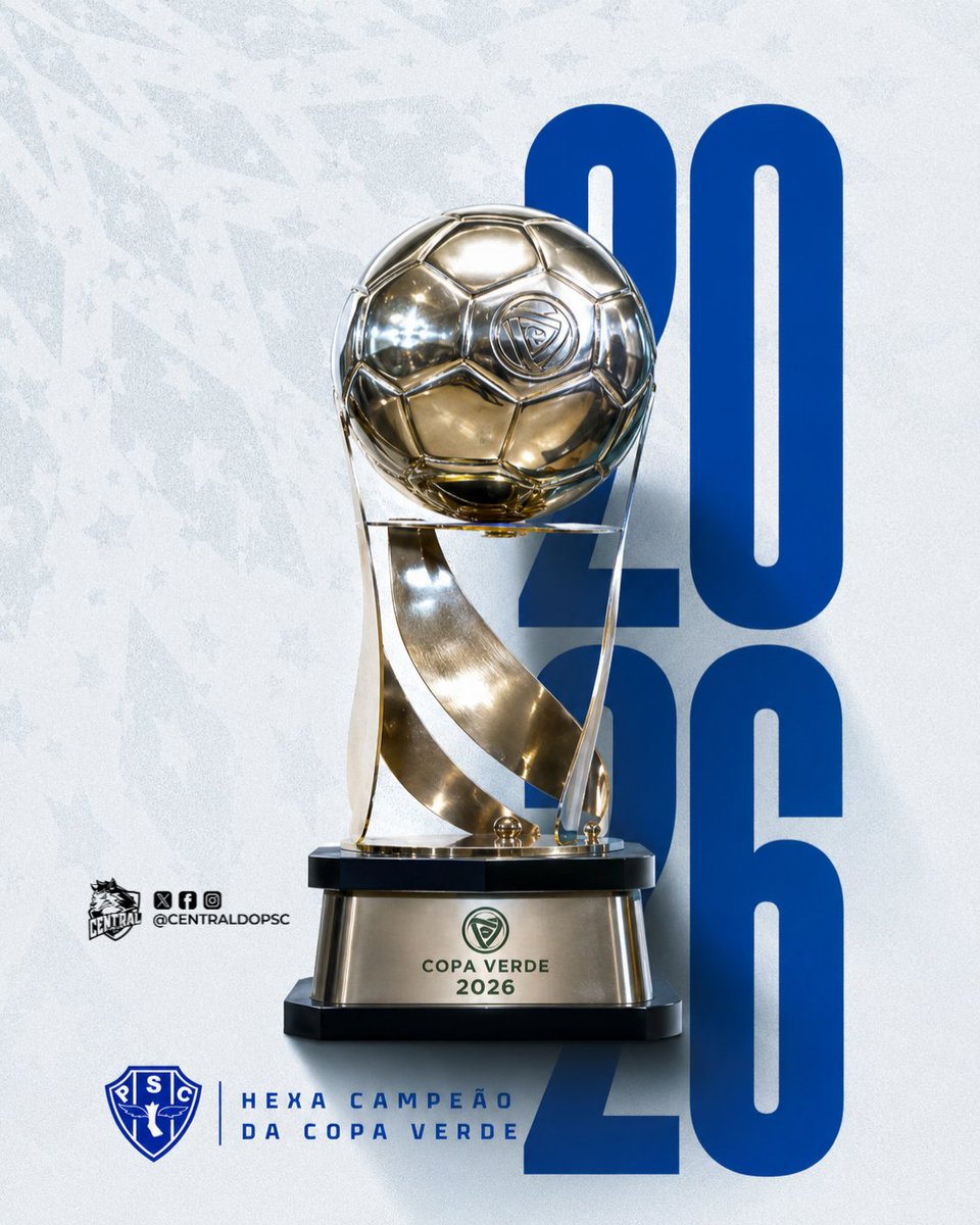 Centraldopsc's tweet photo. É O REI DE COPAS! O PAYSANDU É HEXACAMPEÃO DA COPA VERDE! 🏆🏆🏆🏆🏆🏆

Mais uma vez, o Norte do Brasil tem dono. Com raça, tradição e a força incomparável da Fiel Bicolor, o Paysandu escreveu mais um capítulo glorioso de sua história e conquistou o sexto título da Copa Verde, + https://t.co/0FzV6Vwkec