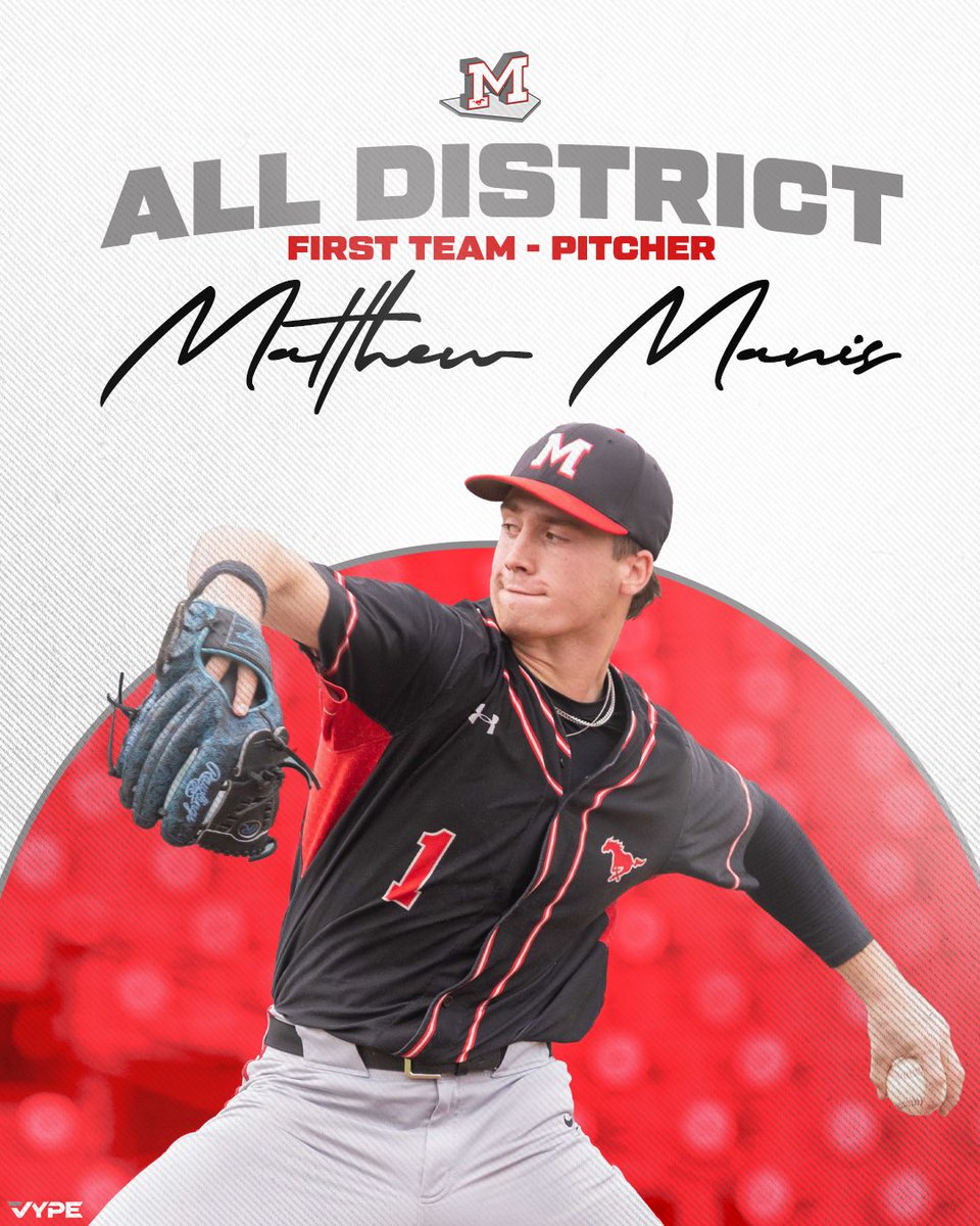 MustangHardball's tweet photo. 🏆 Congratulations to Matthew Manis (@Matthew_Manis2) on being named 17-6A First Team All-District Pitcher! 🏆 https://t.co/znI0bUDZs6