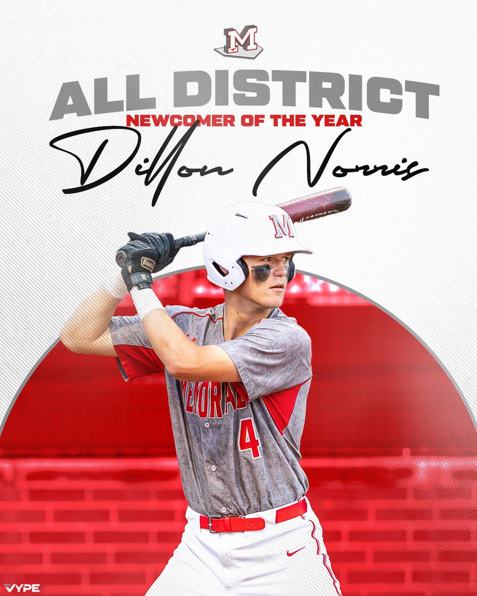MustangHardball's tweet photo. 🏆 Congratulations to Dillon Norris (@DillonNorris14) on being named 17-6A Newcomer Of The Year! 🏆 https://t.co/kwlp7jqwzK