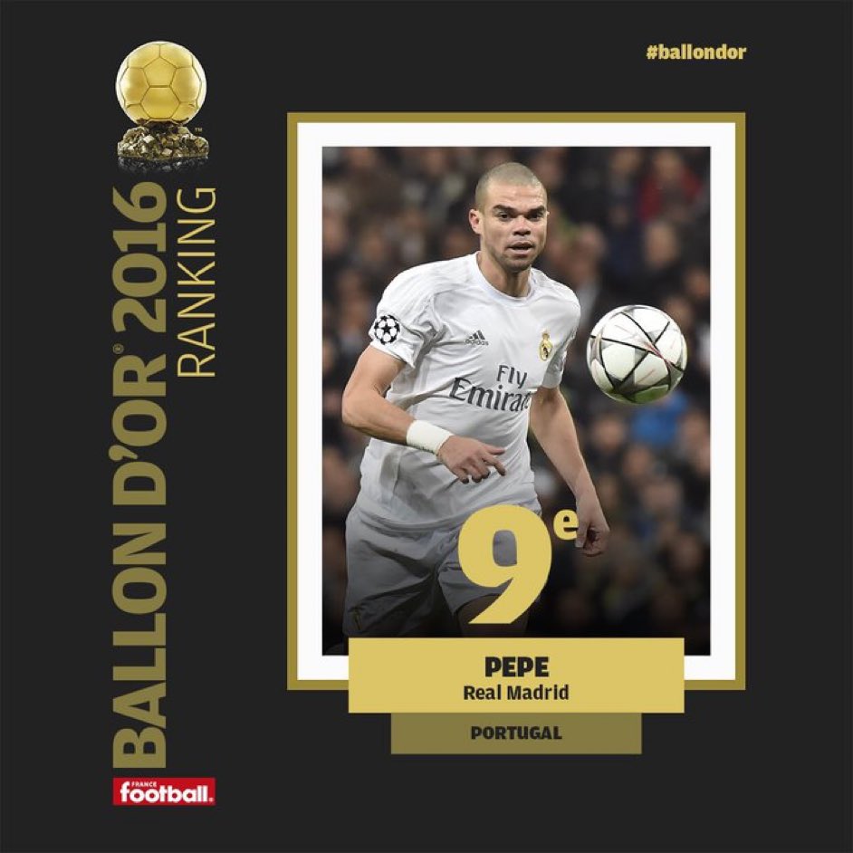 Asensii20's tweet photo. Not enough people talk about how prime Pepe finished 9th in the 2016 Ballon d’Or voting https://t.co/MEacEsbAYU