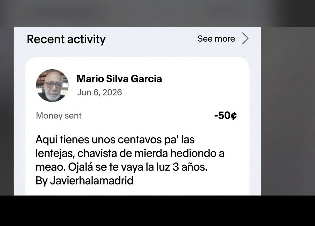 Javierito321's tweet photo. Acabo de hacer mi aporte de 50 centavos a Mario Silva por Paypal para que continue con su asqueroso programa de mierda y así poder seguir burlándome.

Estamos contigo Mario ❤️ no te dejes de la traidora Delcy. https://t.co/TrB0OO58AF