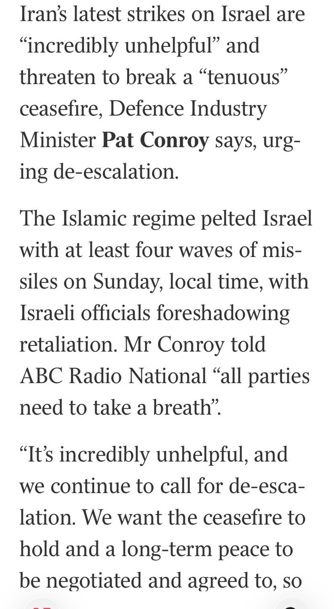 DougCameron51's tweet photo. Bit rich from Pat Conroy  to be calling for “de-escalation” when Labor has not had the courage to call out out the war crimes, genocide, apartheid. ethnic cleansing and atrocities carried out by Trump and Netanyahu.
Placating the madness and hegemony makes escalation, inevitable https://t.co/mXmrwxBJlb