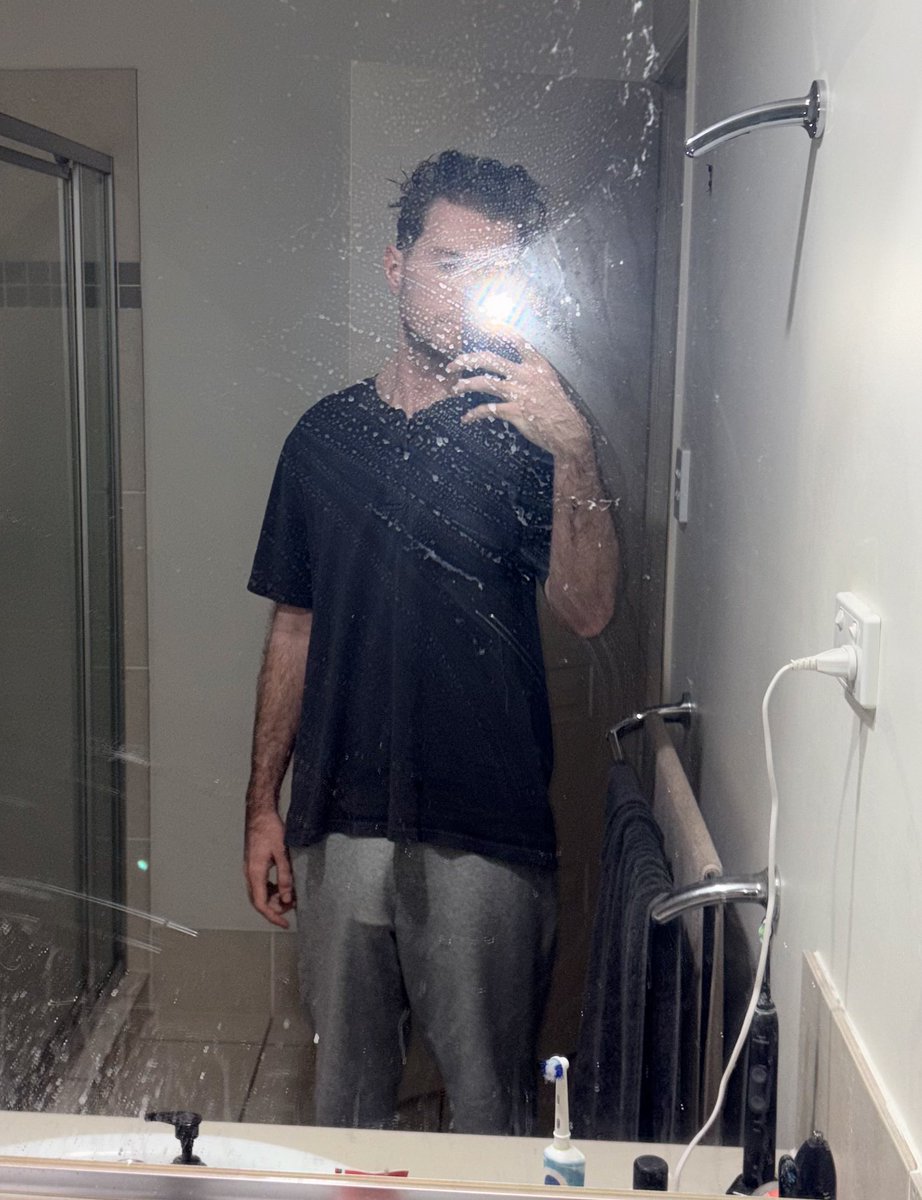 hungtopgc's tweet photo. Think anybody noticed i’m freeballing in these grey sweats when i went to the servo bro? https://t.co/YQHj5MOua1