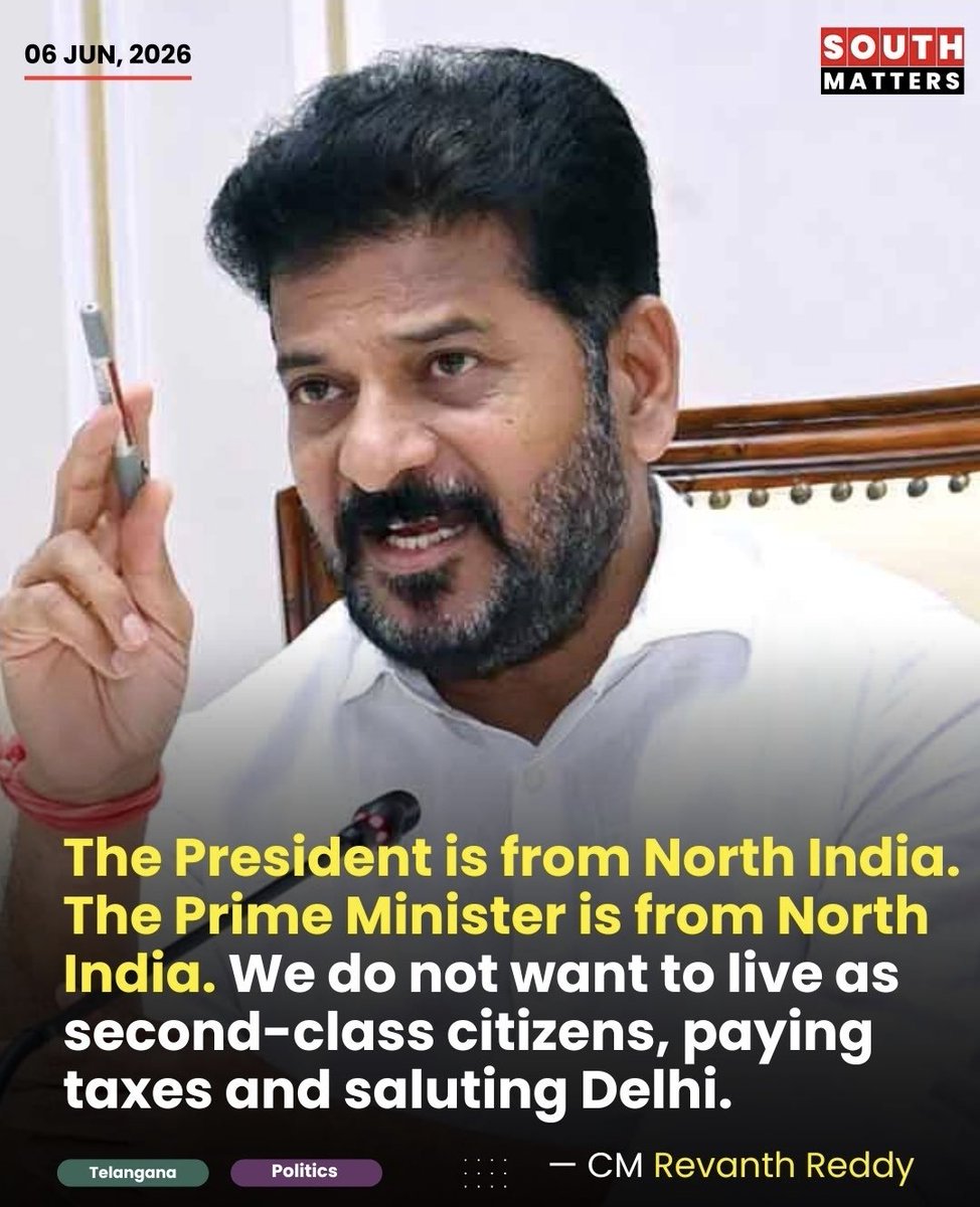 SriSamara's tweet photo. Though PM @narendramodi ji is from Western India and  @rashtrapathi 
Draupadi Murmu ji is from Eastern India, @revanth_anumula
statement regarding stepmother treatment deserves serious introspection by @bjp4india @RSSORG @AMITHSHAH over the manner South is ill treated - be it Revenue allocation, Projects funding, imposition of Hindi, domination of North India. How can the nationalistic, patriotic talk by @RSSORG @BJP4India @DrMohanBhagwat @kirrenrijiju holds good when is bulldoze aspirations, cukture, language of South. Imagine what would be the brute force once #Demilitation takes shape. India's strength lies in turning its  rich multicultural, linguistic diversity into cementing federal force otherwise #Bharathvarsha gets fractured and balkanised along socio-cultural faultlines. 

 Since ages #Bharathavarsha  never fitted Western concept of 'Nation-State',  but a  single country 'spiritually' but not 'geo-politically'. Keeping this Cultural-Lingustic tapestry in mind our forefathers of freedom struggle etched a delicate fabric of Federal Structure in constitition.

Learn from fate of multi-ethnic countries of  #Yugoslavia #USSR and civilwar torn #Ethiopia, when you bulldoze by bruteforce!

@shehzad_ind @eOrganiser @OpIndia_com @DrSJaishankar @AshwiniVaishnaw @INCIndia @ARanganathan72 @ShashiTharoor @amitmalviya @myogiadityanath @PMOIndia @IndiaToday @IndianExpress @TVMohandaspai @mkstalin @ysjagan @ncbn @dkshivakumar @ptrmadurai @the_hindu @southmatters @kharge @IndianExpress
