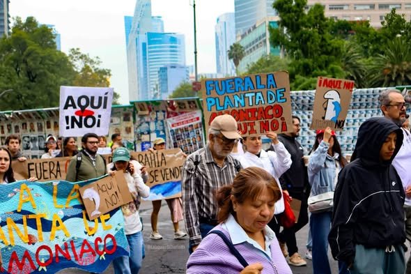 GARCIPAVON's tweet photo. 🏭🪧🇲🇽Todo México salió a las calles contra la Planta de Amoniaco, así así vivió la manifestación contra GPO en la Ciudad de México con decenas de manifestantes que mostraron su preocupación por los ecosistemas.
Fotos de: Norberto Soto. 
✍️  Espacio Sinaloa