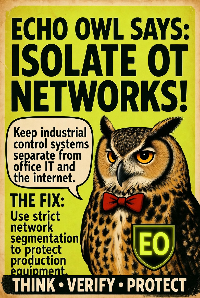 Cyber_Info_BB's tweet photo. Be smart with OT -
Be Echo Owl wise - tips for everyone! #CyberAwareness #StayCyberSafe #ThinkBeforeYouClick #HumanFirewall https://t.co/VzTFcobyA8