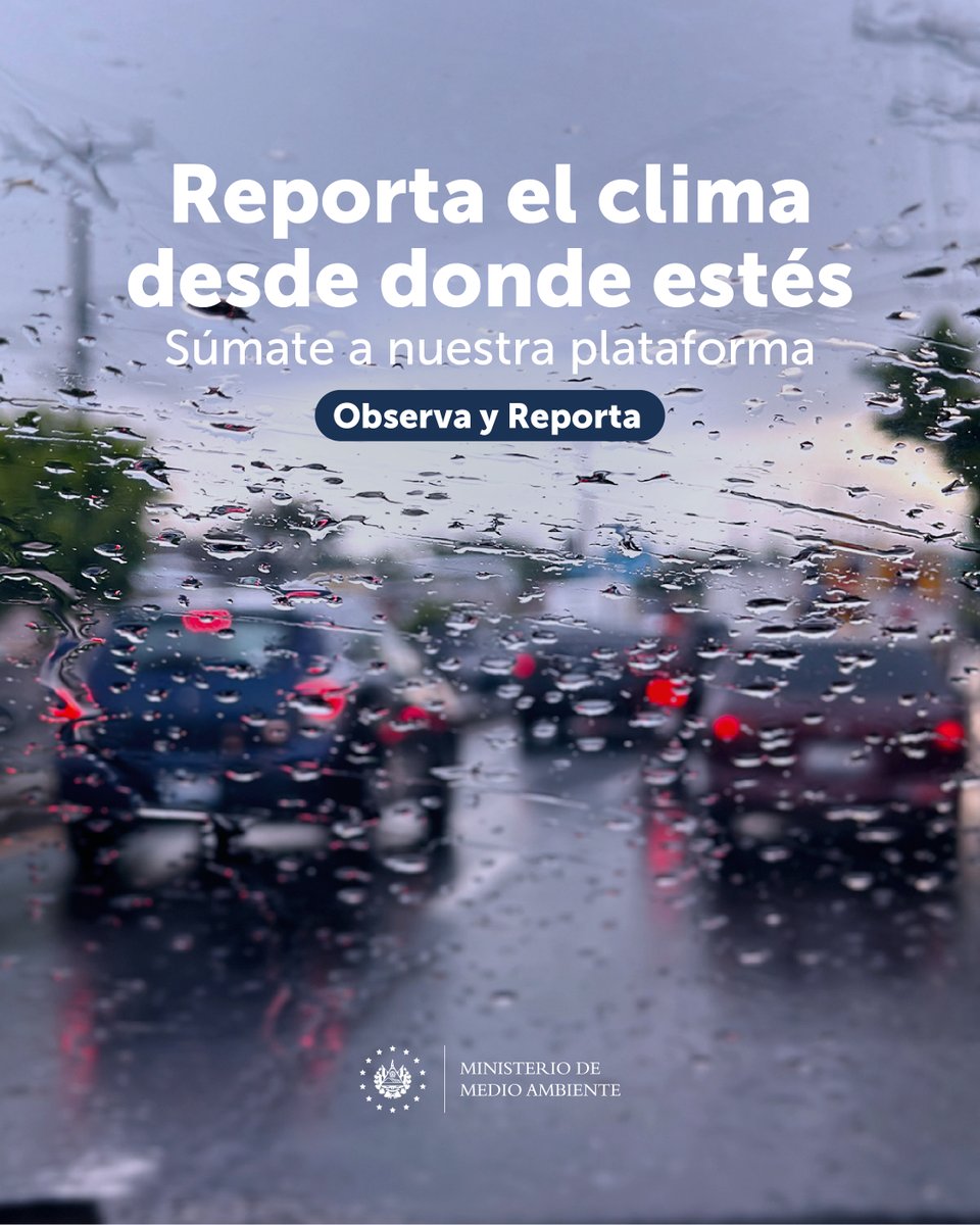 MedioAmbienteSV's tweet photo. A esta hora de la tarde se registran lluvias y tormentas en diferentes puntos del pís, incluyendo sectores del Área Metropolitana de San Salvador. ⛈️

¿Ya llueve o hace viento en tu zona? ⚠️

Repórtalo de forma rápida y anónima desde 👉 https://t.co/IHaQcggZFc

Activa el GPS y colabora con nuestro monitoreo. 📲

¡Tu reporte hace la diferencia! ✅ 🇸🇻