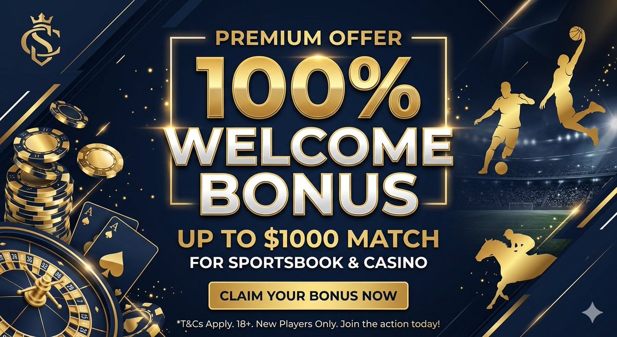 Odds_To_Win's tweet photo. Grab your 100% WELCOME BONUS! 🤑 Up to $1000 Match on Sportsbook &amp; Casino. Don't miss out.

Claim here: https://t.co/YMoXmp7VWV

#BettingOffers #Bonus #OnlineCasino https://t.co/doQpDLOZ3E