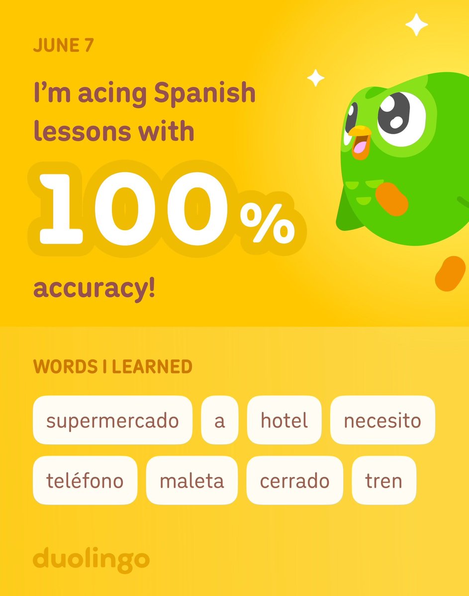 Jaywave_77's tweet photo. I’m learning Spanish on Duolingo! It’s free, fun, and effective. https://t.co/d0mxr6YHA3
