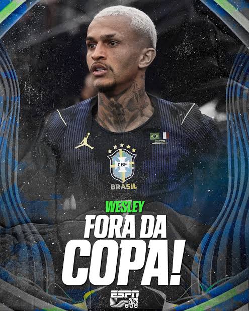 chrismilk's tweet photo. [1994]
Copa nos EUA
Ricardo Rocha lesionado no início da Copa. 
Tetra campeão. 

[2026]
Copa nos EUA 
Wesley lesionado no início da Copa.
Loading (?) https://t.co/Ffus3FoU3a