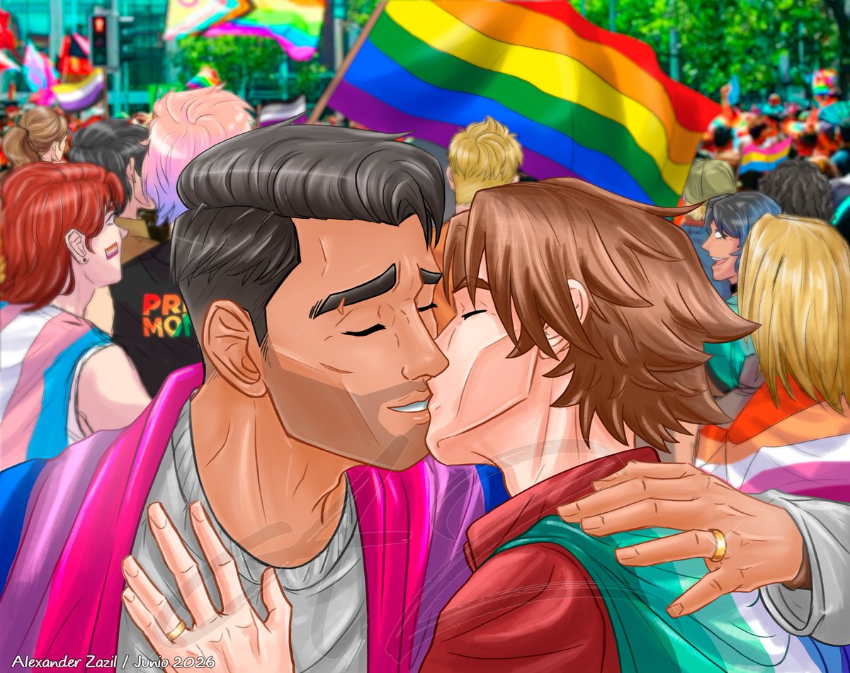 ArtZazil's tweet photo. Happy Pride Month!!! 🥳🏳️‍🌈
El amor tiene distintos colores~❤️🧡💛💚💙💜

#jayvik #fanart #pridemonth https://t.co/dsPlyQCeZQ