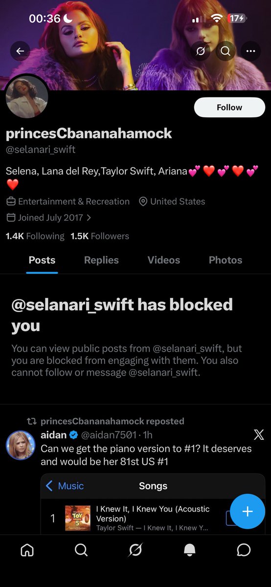 elde5tdaughter's tweet photo. @selanari_swift Naaaaaaahh how have you blocked me for not agreeing with you 😂😂 https://t.co/P2zAIzioZn