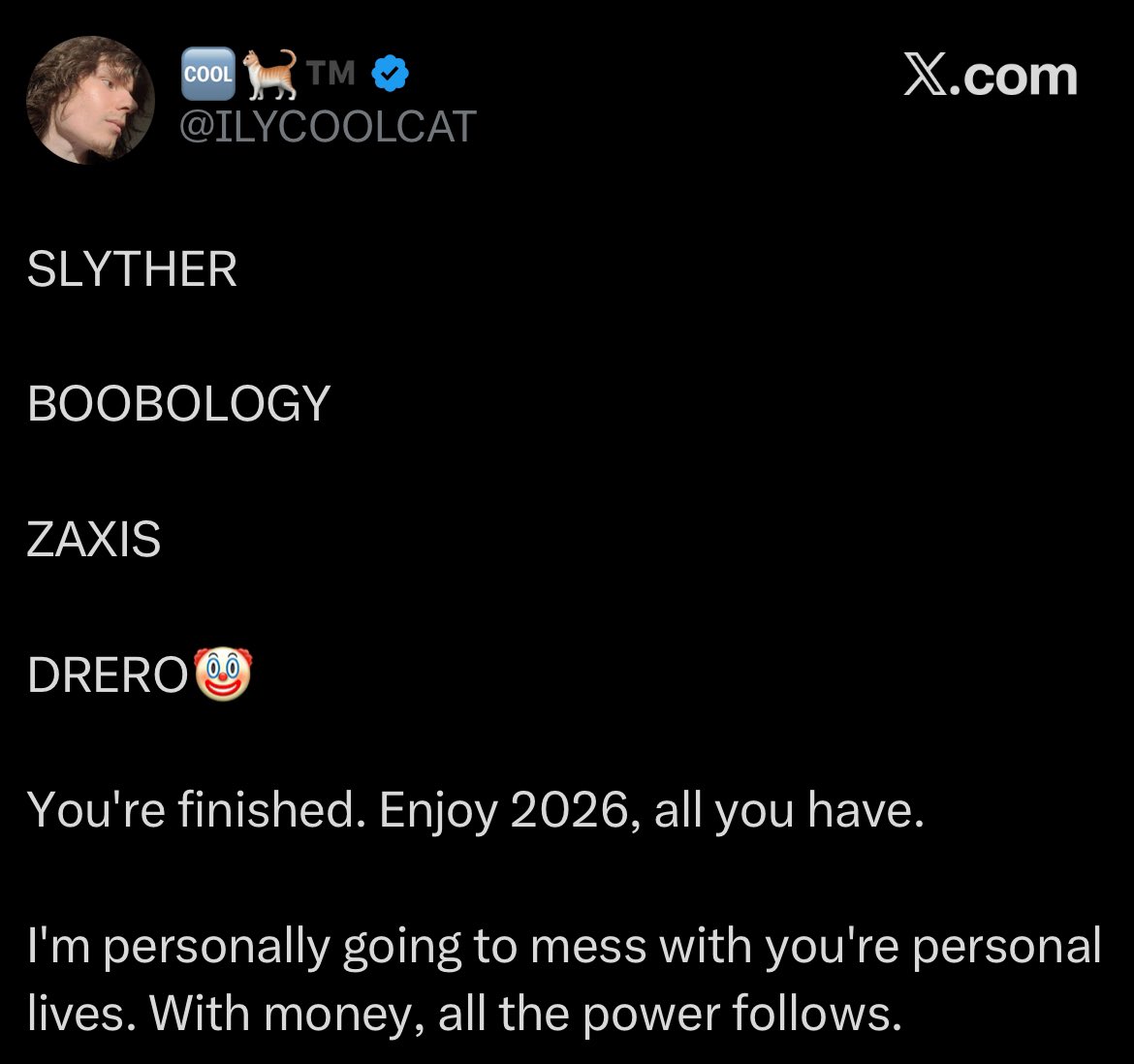 S1idin's tweet photo. 11’s are often mentally ill

This loser is still upset…

We said he was secretly zapray last year 😂

Obviously satire

Shows how eventful his life must be.

Why were you so cozy with Sam Bart, Cool Cat?

Cuz you’re both bipolar?

Strongly suggest you talk to me nicely. https://t.co/F7exk4wewK