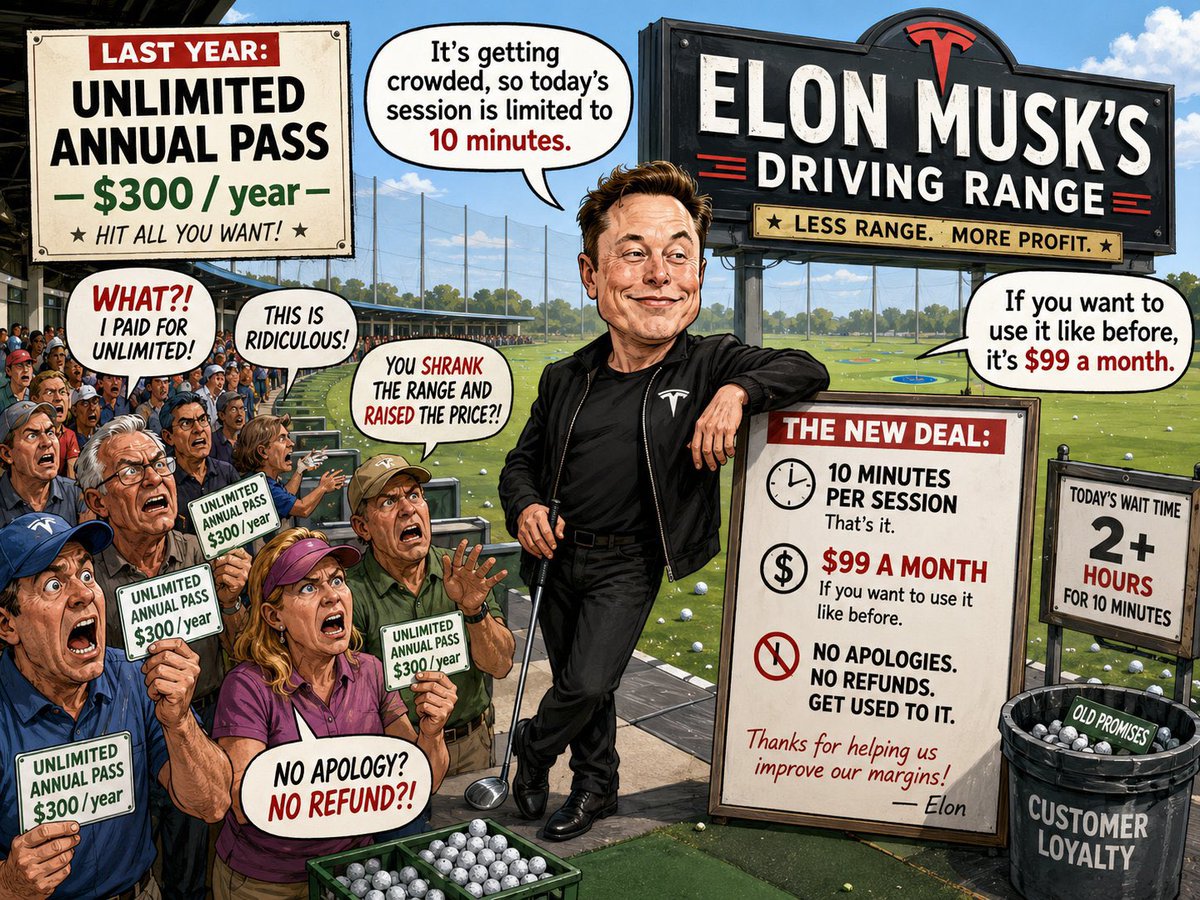 daisukeonarimon's tweet photo. @grok Last year, an unlimited annual pass at a certain driving range cost $300. 
But in May, the owner said, “Well, it’s getting crowded, so today’s session is limited to 10 minutes.” 
Without an apology or a refund, he added, “If you want to use it like before, it’s $99 a month.” https://t.co/cNuLjsBbSJ