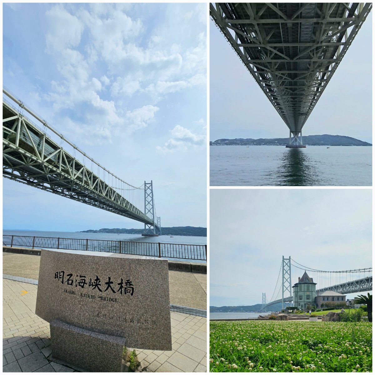 RingHause's tweet photo. おはようございます

舞子公園から
明石海峡大橋を間近に見てきました
真下から見上げたのは初めて(^^)♪
迫力ありました！

今日も良い1日を
今週もよろしくお願いします🌿*｡ﾟ https://t.co/FrrIkDrJoW