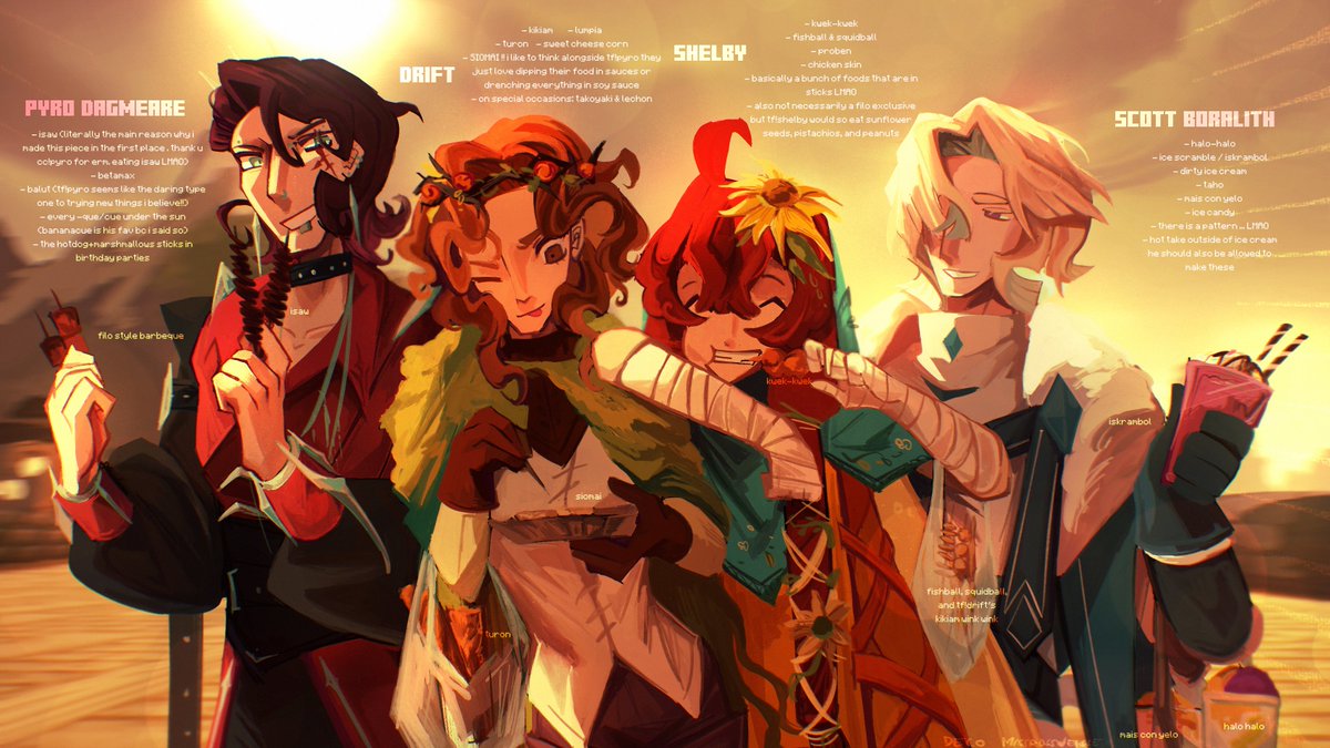dailyxornoth's tweet photo. and now i present to you a full list of filo street foods that i associate with the characters based on vibes ! considering independence day is this friday this felt right to finish LOL

everyone should draw their faves with their culture more 🙂‍↕️🙂‍↕️ https://t.co/FGuXhI6dVV