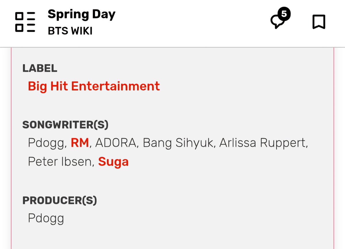 RMMoonchild101's tweet photo. Do NOT embarrass the member you claim to stan by spreading misinformation.

Fact-check everything before posting on social media. Since when do you need fake achievements or made up credits to praise a member?
For reference, here is the official songwriter list for "Spring Day": https://t.co/XT2kr1Jx8L
