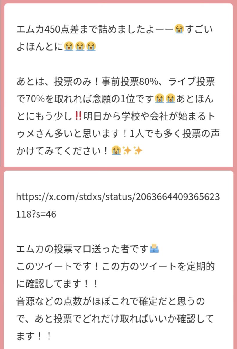 yusa010210's tweet photo. あーありがとーマロ主さん😭😭😭
ツリーにタイトゥメさんが出してる予測の内容(翻訳)貼ります！
みなさん最低でもこの%を取るようがんばりましょう！ https://t.co/BiWg00zWio