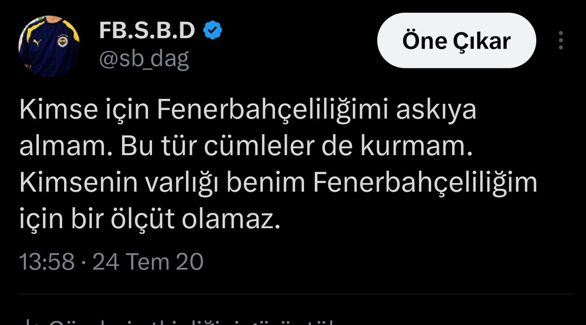 sb_dag's tweet photo. Gerçek Fenerbahçeli, hiçbir koşulda Fenerbahçe'den vazgeçmez. Hiçbir koşulda Fenerbahçe'ye sırt çevirmez. https://t.co/RqfDQ5BXVa