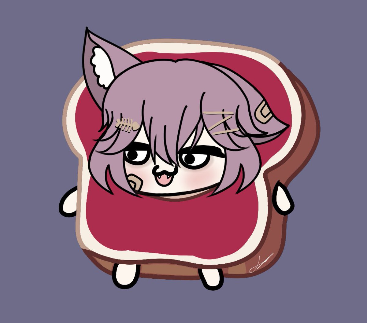CeleztialStarli's tweet photo. Forgot to post this after ending stream but we have a new addition to the bread fam. Say hello to Tomoast (@Tomobeans ). Now we have a family of 5. We need more bread people!! 
(Once Donothon ends, I will be drawing more people as bread) https://t.co/FqHKihNufX