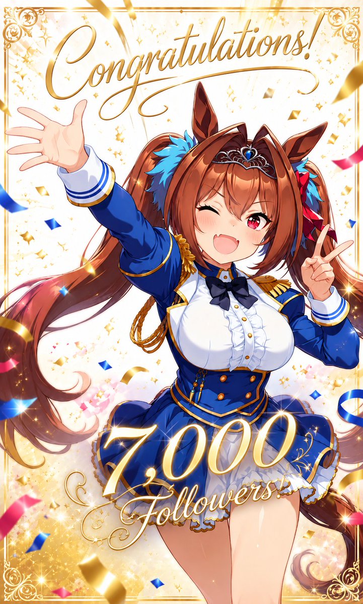 toro_AIworks's tweet photo. @umaAImusume 7000フォロワー達成おめでとうございます！🎉
なかじさんの甘酸っぱい雰囲気のイラストやストーリーに、いつも楽しませてもらっています😊
これからも無理のない範囲で創作を楽しんでください♪
陰ながら応援しています(*‘ω‘ *)
今後ともよろしくお願いします♪ https://t.co/m0gL0pl6w1