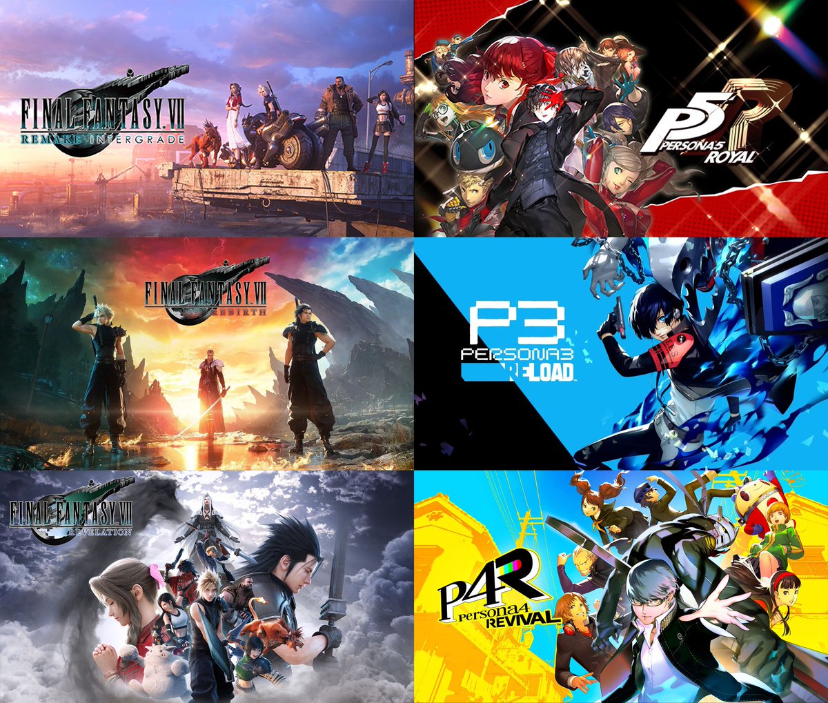 EdoNinjaZ's tweet photo. Man.... I just realized that this is potentially gonna be the last time the Final Fantasy VII remake and Persona remake games are gonna be releasing together like this. https://t.co/LpamAvA26U
