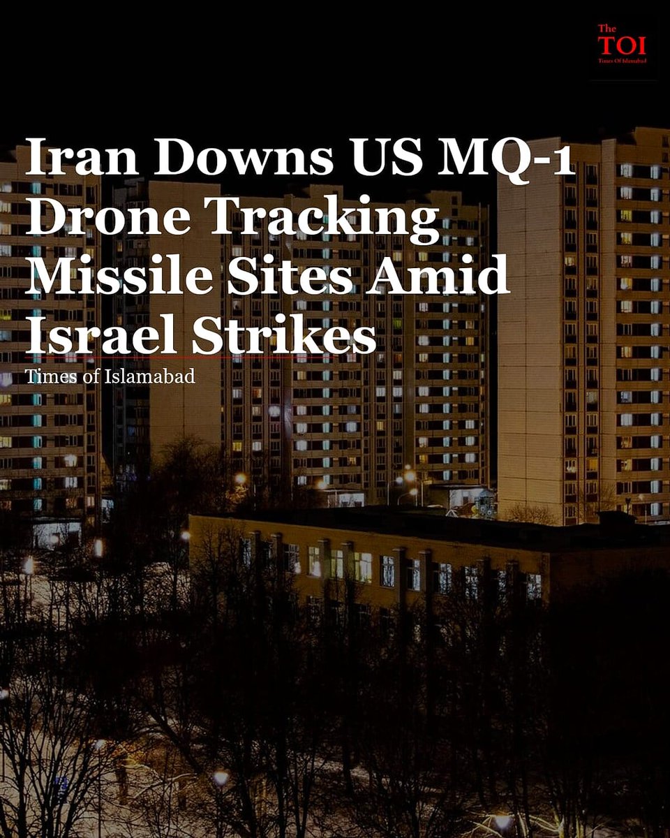 TimesofIslambad's tweet photo. Iran Shoots Down US MQ-1 Surveillance Drone Over Iraq During Israel Attack https://t.co/visXYjtcSJ