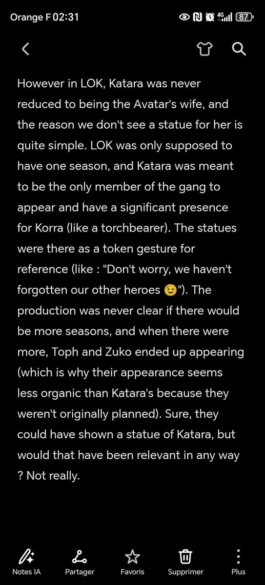 OWeess91032's tweet photo. Zuko had two mediocre fights, and Toph literally said the reason why she and Katara don't fight anymore: they're old, and fighting is painful.

Oh, and about the statue thing, here it is if you're too lazy to read 🫩 https://t.co/N3p4lDFNNY