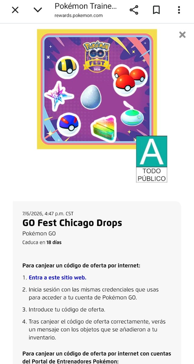 OmarChM10's tweet photo. Gente Bonita:

No sé olviden de pasar a la Transmisión del #PokemonGOFest de Chicago en Twitch. Deben verla durante 45 minutos:

🔰1 Fragmento Estrella
🔰1 Huevo Suerte
🔰50 Pokébolas
🔰50 Superbolas
🔰50 Ultrabolas 
🔰1 Caramelo Raro XL
🔰1 Incienso

El código es de un solo uso. https://t.co/ufhIjiePZs