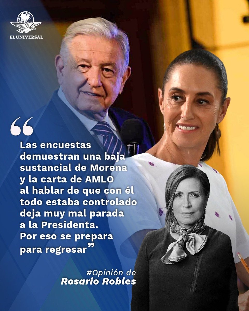El_Universal_Mx's tweet photo. La carta | #Opinión de @Rosario_Robles_ 

"Y aquí es donde uno esperaría la autocrítica de AMLO. Para pedirle perdón al pueblo de México por la mentira y la traición. Porque la gasolina no cuesta diez pesos, porque la economía no crece, porque hay más muerte y violencia que nunca, porque nuestros jóvenes prefieren estirar la mano en lugar de estudiar o trabajar".

https://t.co/lE2ogWT4X0
