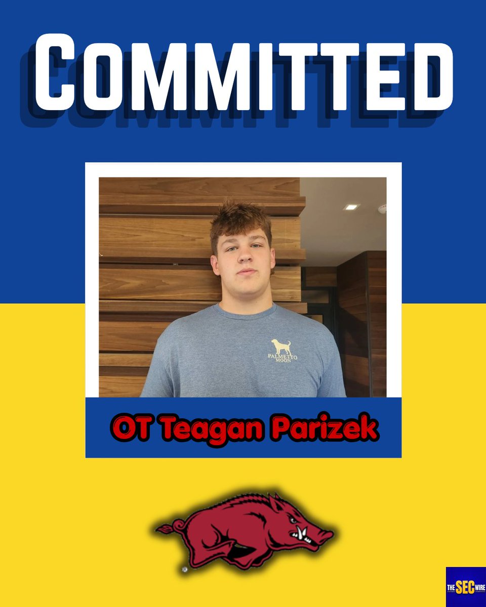GraysonPierce4's tweet photo. BREAKING: 3⭐️ EDGE Keith Richmond and 3⭐️ OT Teagan Parizek have committed to Arkansas, they announced on their X accounts. 

They become commitments No. 12 and No. 13 in the Razorbacks’ 2027 class. 

(�� @theSECwire) | #WPS https://t.co/kFh2BFhiHa