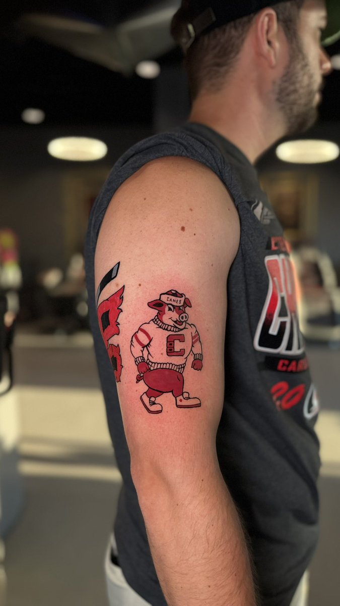 NotDaveCanales's tweet photo. For my final act: If the Carolina Hurricanes win the Stanley Cup, I will get a tattoo of the Stanley Cup. Make me do it @Canes!!! 

Shoutout to Cleopatra Ink in Raleigh for the amazing artwork and the friendliness showed. They are huge Caniacs as well and couldn’t wait to do the tattoo for me.  https://t.co/CgJJrj7DpL

@BarstoolBigCat @SaraCivian @PardonMyTake @spittinchiclets @BizNasty2point0 @PFTCommenter @ryanwhitney6