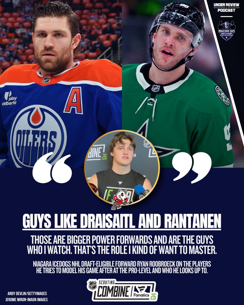 ArmchairGMPod's tweet photo. 🏃Ryan Roobroeck, an 18-year-old #NHLDraft eligible forward is an intriguing &amp; potentially sneaky player to watch in this year’s 2026 #NHL draft class, with a big frame that possesses an elite-level shot.🎯

🎤FULL CHAT: https://t.co/IXUzYF1mia

#OHL #DogCountry #NHLCombine https://t.co/SGzhvOmRmx
