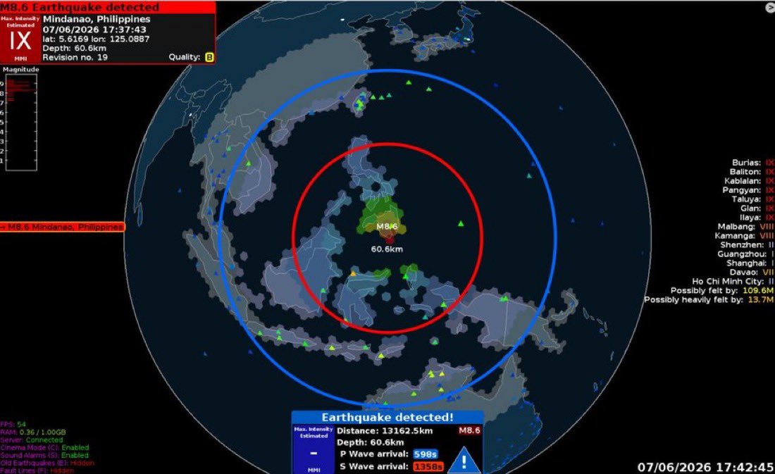 Breaking911's tweet photo. BREAKING: Powerful 8.7 Earthquake Reported Off Mindanao, Philippines https://t.co/iV1Owd5CyK