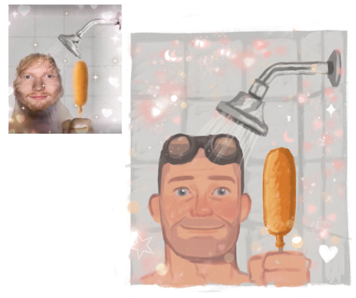 sparklesmash762's tweet photo. At a boring lecture, @lebeden and I accidentally saw cursed picture of Ed Sheeran with a corndog and almost died of laughter. Then, today, during our group conversation, this picture of engineer was born.
#tf2 https://t.co/WCG6vC0vDP