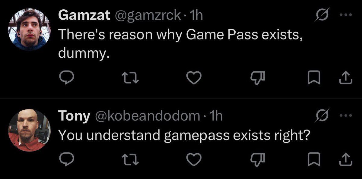 WHTNaCl's tweet photo. Do these people think that a game being on Game Pass is the same as a game selling units? Do these people not remember Tango Gameworks and Hi-Fi Rush? 

By this logic Xbox could make all their games available on Game Pass but not purchasable separately and still make a profit. If you believe that you are severely lacking in the head.