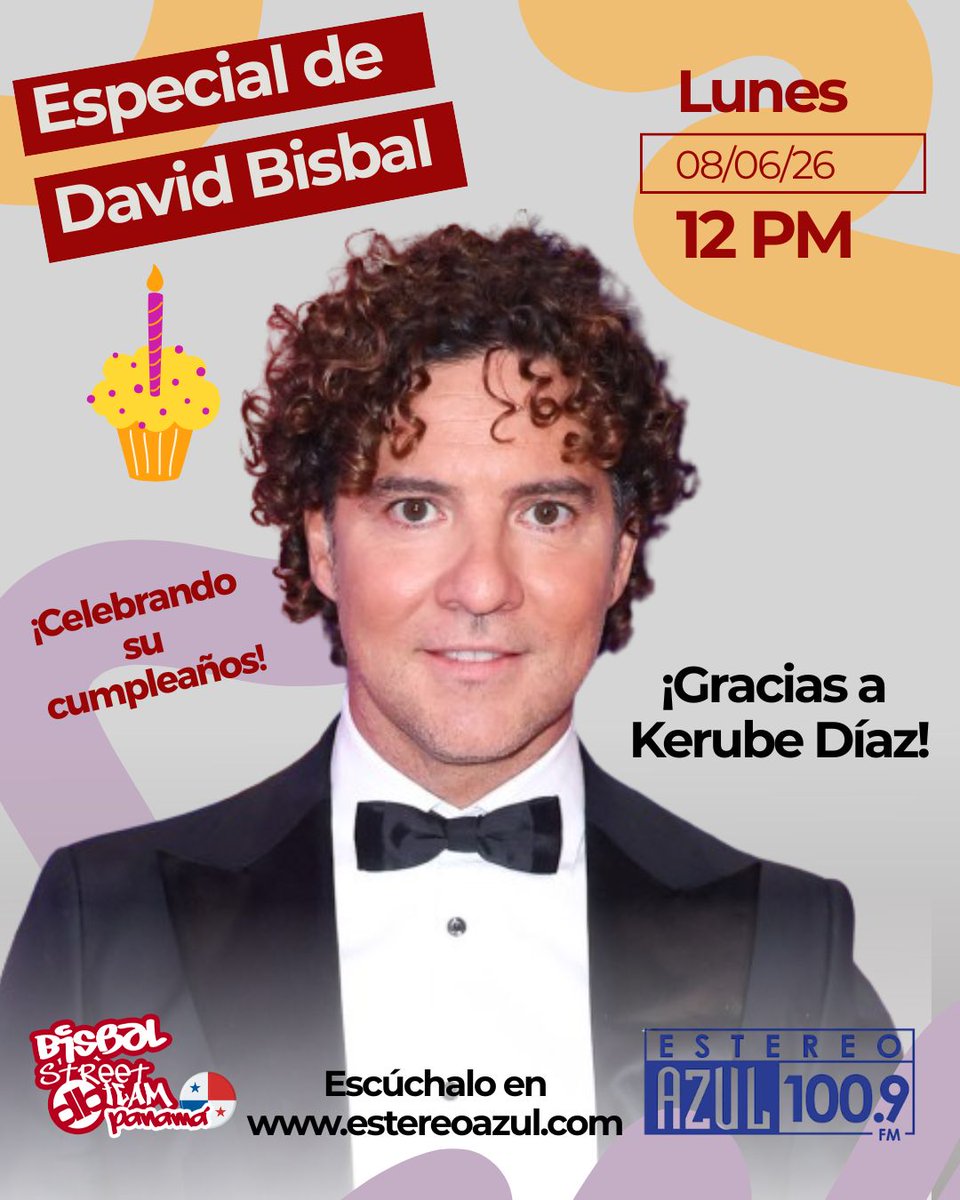 bisbalpanama's tweet photo. ¡Seguimos celebrando las patronales de nuestro querido @davidbisbal número 47! 🥳🎉  Como ya es tradición cada año, desde nuestro club Bisbal Street Team Panamá @bisbalstpanama le solicitamos a @KerubeD un especial de cumpleaños dedicado a David ¡y una vez más nos complació! https://t.co/DipeEZoEnO
