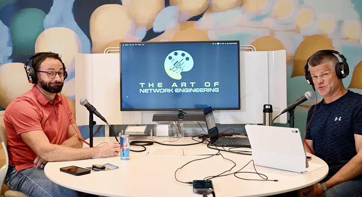 artofneteng's tweet photo. Recorded 5 new episodes today at #autocon5. Not a bad first day 💪🏼🇩🇪

Thanks to James Bensley, @MacroEngineered Bart Dorlandt Bart Smeding Chris Grundemann @scottrobohn and Eric Chou 🫶 https://t.co/vwbNrgZpSX