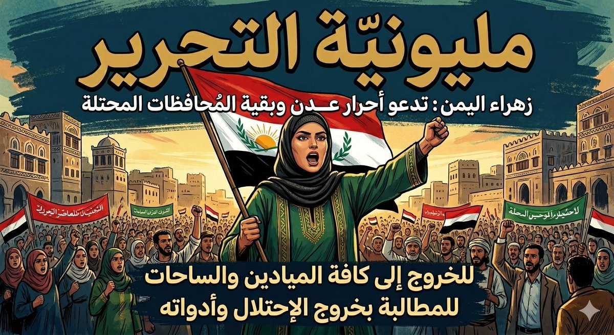 zhraa_alyamen's tweet photo. يا أبناء عدن الأحرار، إن التعبير السلمي الواعي هو سبيلكم لاستعادة حقوقكم المشروعة
ليكن خروجكم المليوني المهيب والموحد رسالة حضارية قوية تطالب بإنهاء الوصاية ودحر كل من يسلب مقدراتكم.
​بيد واحدة وعزيمة لا تنكسر، انتزعوا كرامتكم وحقكم في العيش الكريم.
#مليونية_التحرير https://t.co/5lXH2UsRkv