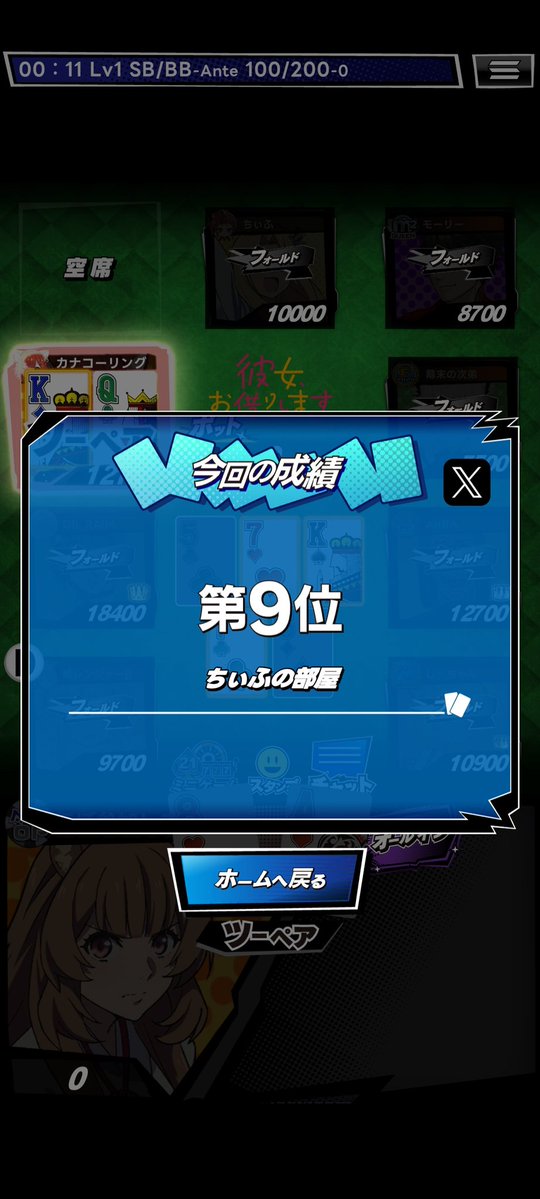 pen_FX's tweet photo. ＼ｍHOLD'EMでトーナメントに参加／

ちぃふの部屋
第9位

■ｍHOLD'EMはこちら！
https://t.co/tJFLVLNZhm
 #mHOLDEM #エムホールデム https://t.co/fR15aHTUSX