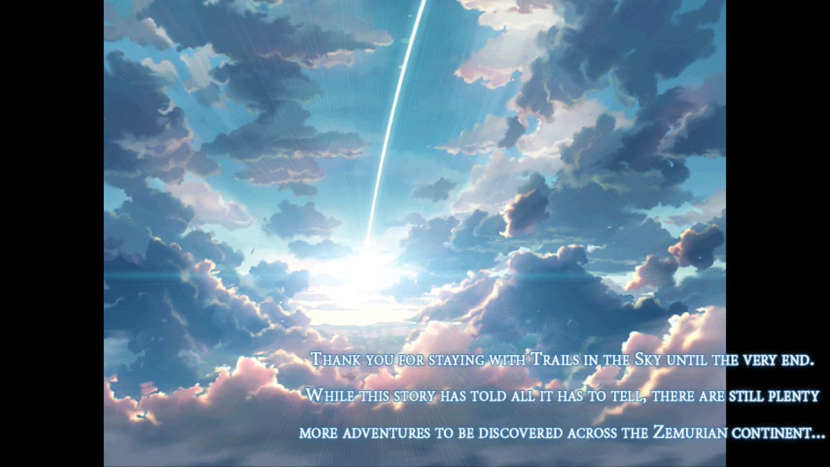 SenseiYuuko's tweet photo. And with that, I've finished the Trails in the Sky trilogy and can now go back to playing the series again from Reverie onwards! I should NOT have played this on Nightmare with some of these boss fights XD https://t.co/fUEFMibYU4
