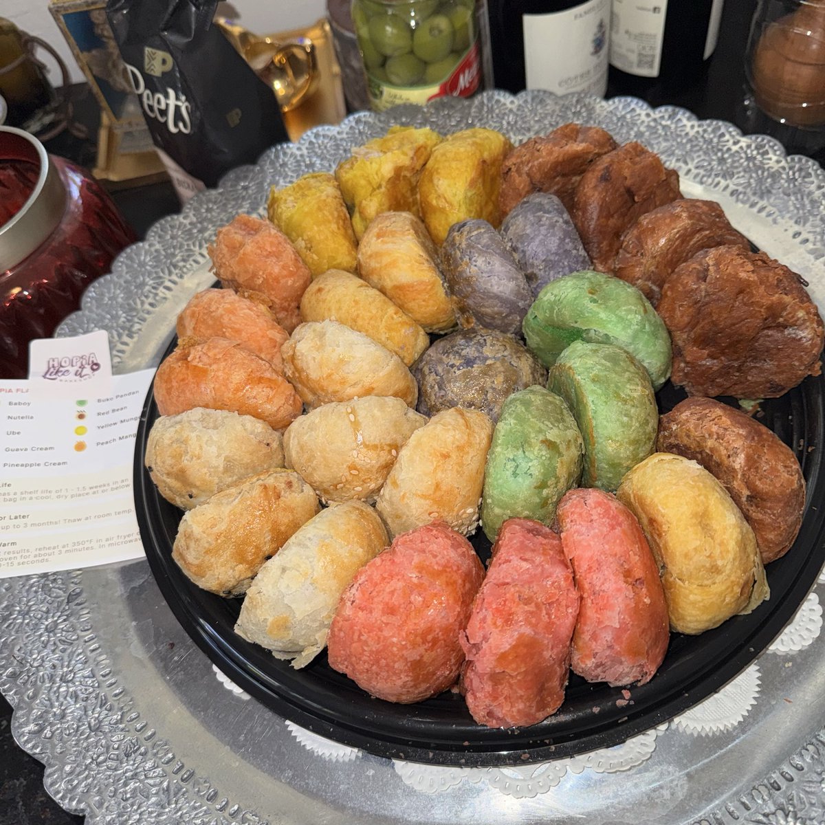1888Media's tweet photo. It’s not a party till the Filipino pastries arrive, I came bearing a Hopia Like It assortment, not sure what happened to one of the nutellas https://t.co/htyBNbPpcA
