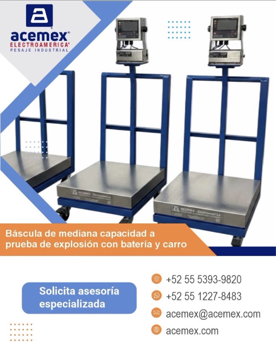 BasculasAcemex's tweet photo. Las básculas a prueba de explosión de Acemex®Electroamerica® están orientadas a operaciones industriales donde la seguridad, la continuidad y la confiabilidad son factores críticos.

Consulta con nuestro equipo especializado. https://t.co/D1aLTLoWO4

#PesajeElectronicoIndustrial https://t.co/8CVwzDUJYR